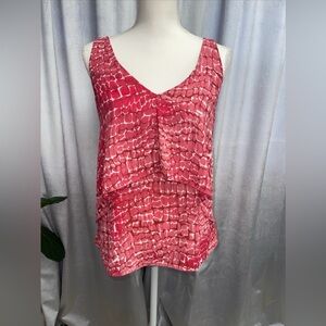 White House Black Market Pink & White Layered Top-Size Small